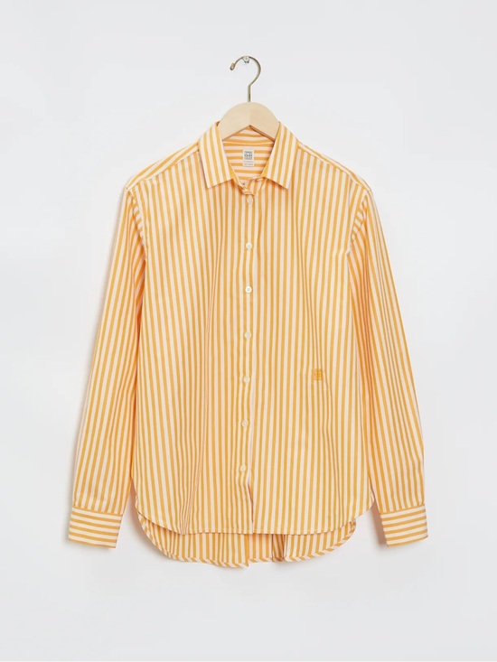 Toteme Tops - Toteme Signature Cotton Shirt- Orange Stripe